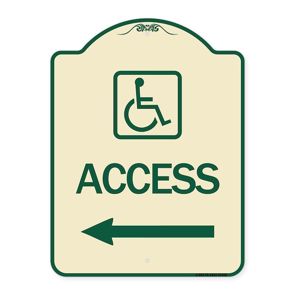 Signmission Access W/ Updated Isaand Left Arrow Heavy-Gauge Aluminum Architectural Sign, 24" H, TG-1824-24358 A-DES-TG-1824-24358 - main